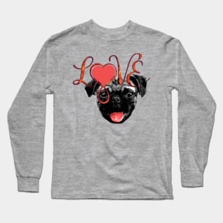 Infinity Love Heart Lemniscate PUG DOG Long Sleeve T-Shirt